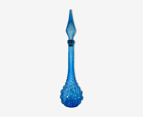 Bouteille génie Empoli en verre bleu made in Italy vintage 1960