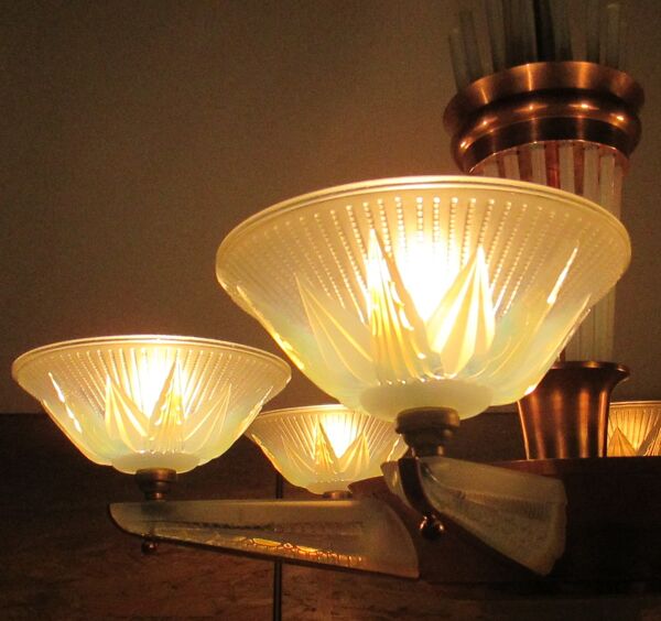 Lustre art deco Petitot verrerie Ezan