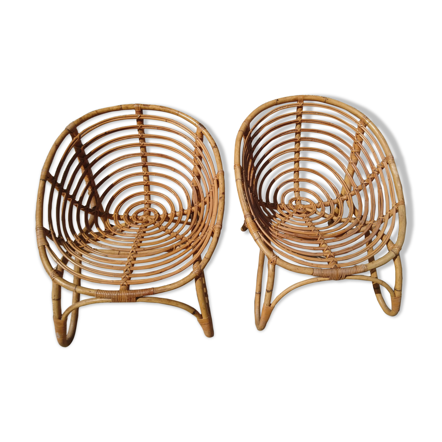 Paire de fauteuils rotin vintage