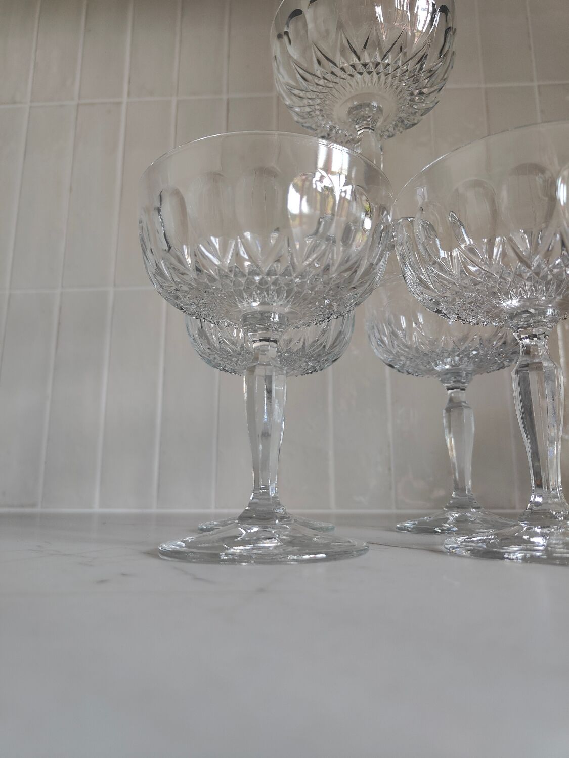 5 champagne glasses