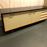 Sideboard in wood and black laque, circa 1960s