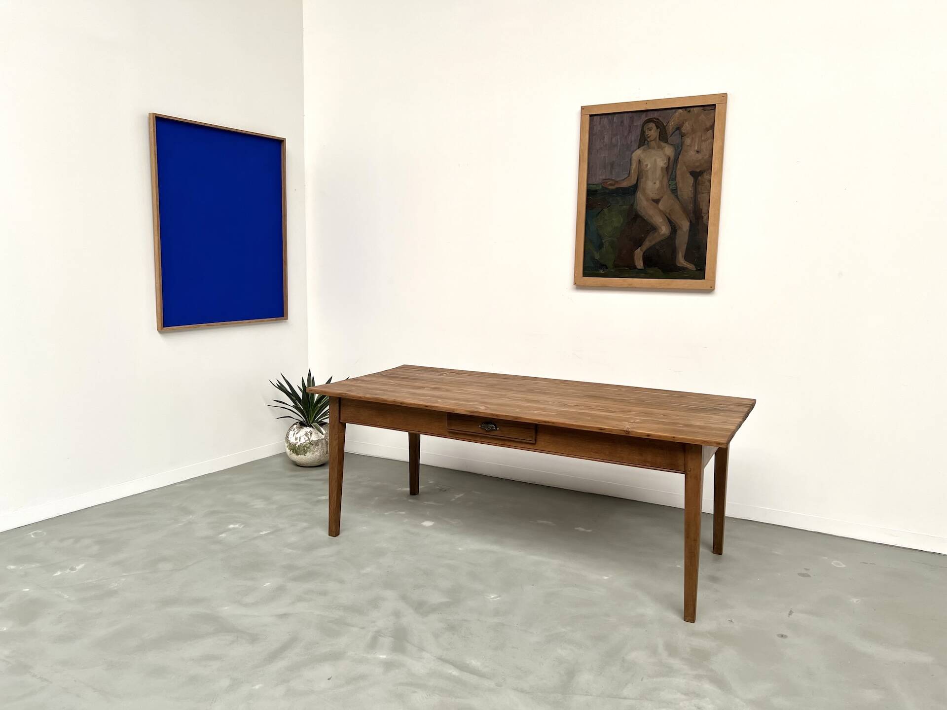 1950s farmhouse table, oak and pine