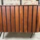 Cocktail bar in teak and metal and its 2 vintage stools 1950'S