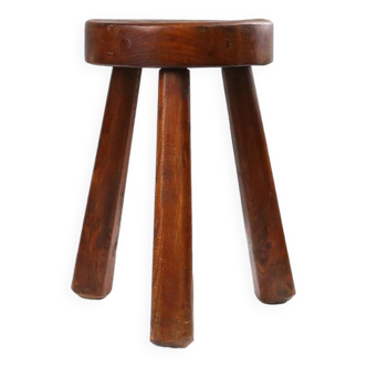 Rustic Wooden Stool with Handle, 1920s