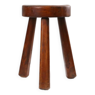 Tabouret Rustique en Bois avec Poignée, 1920s