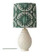 Art Deco table lamp by Charles Catteau for Boch Frères "Pineapple" with new Ikat silk shade.