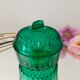 Vintage art deco glass sugar bowl, emerald green color from the 60s