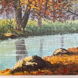 Old painting, river landscape signed M.Bonvin