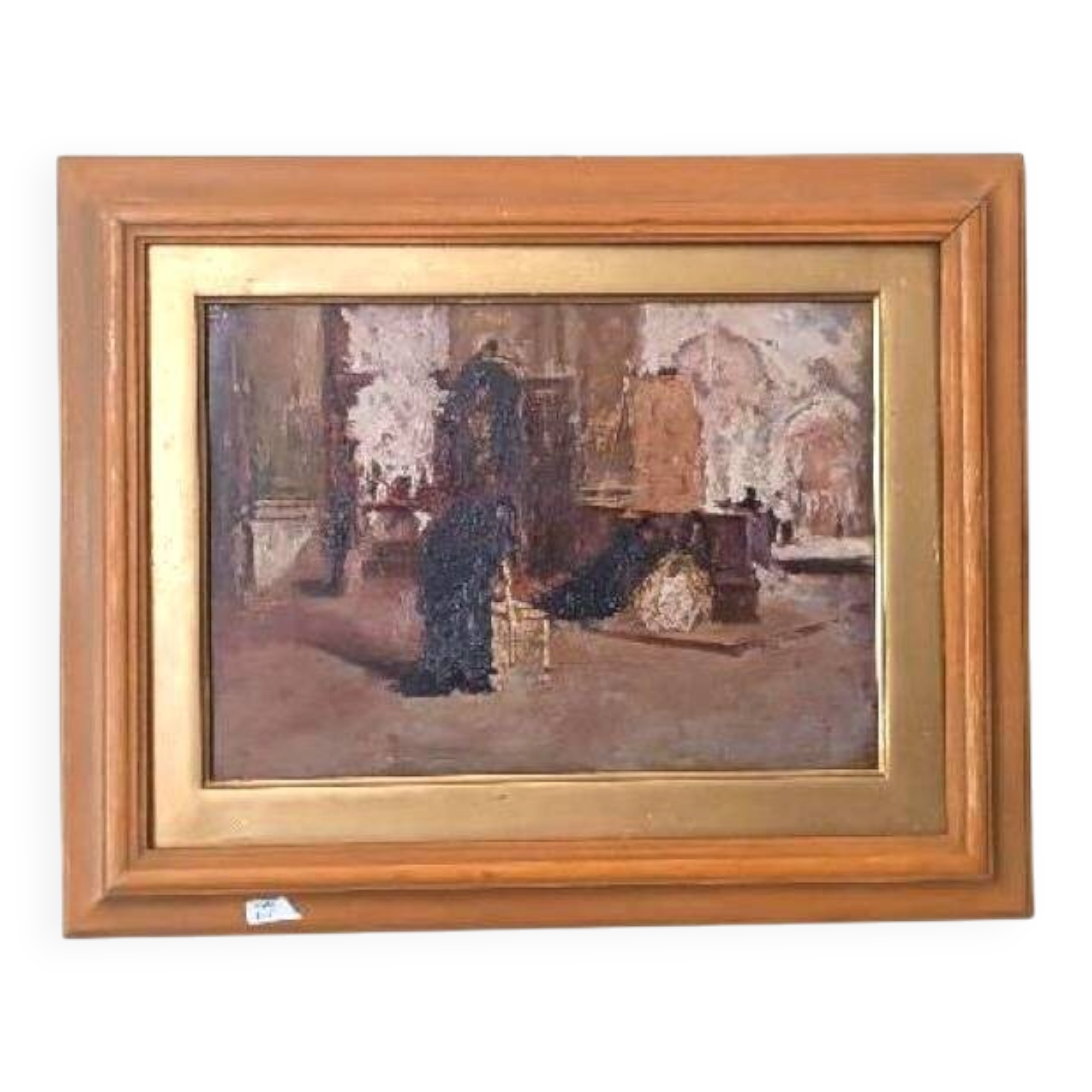 Oil on panel - early 20th century - interior of a church