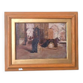 Oil on panel - early 20th century - interior of a church