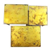 Vintage nesting table set france marbled glass copper plated metal fifties