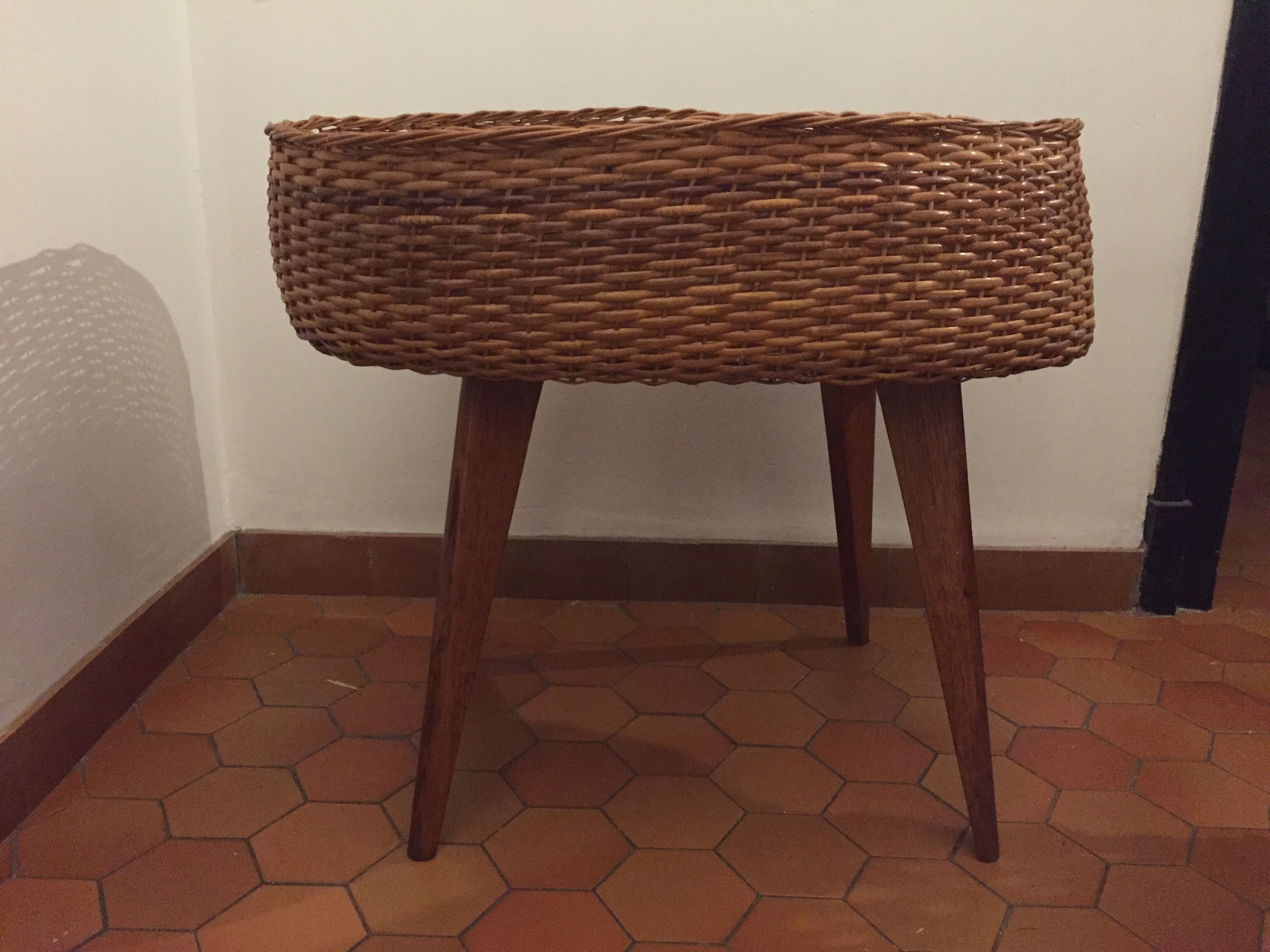 Vintage rattan plant holder