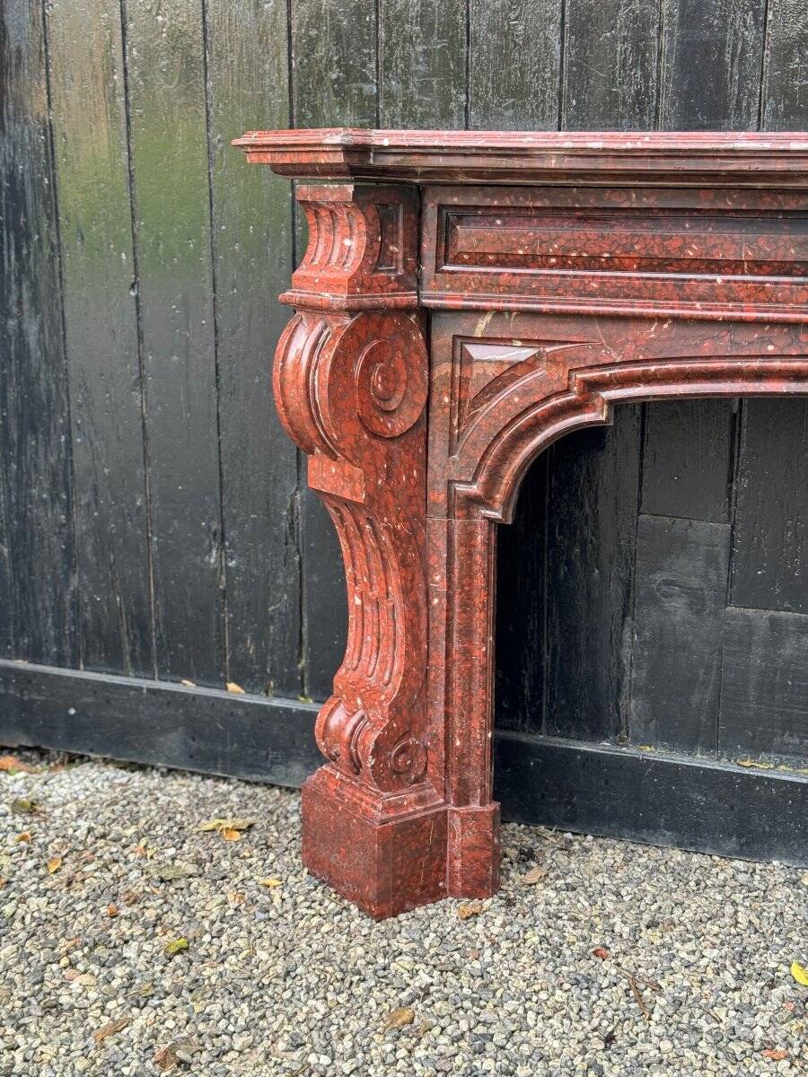 Napoleon III Fireplace in Red Griotte Marble Circa 1880