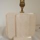 Cream cracked ceramic lamp base in Scandinavian style.