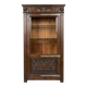 Antique oak display cabinet, solid, in the style of Spanish Renaissance, with sculpture and wrought iron.