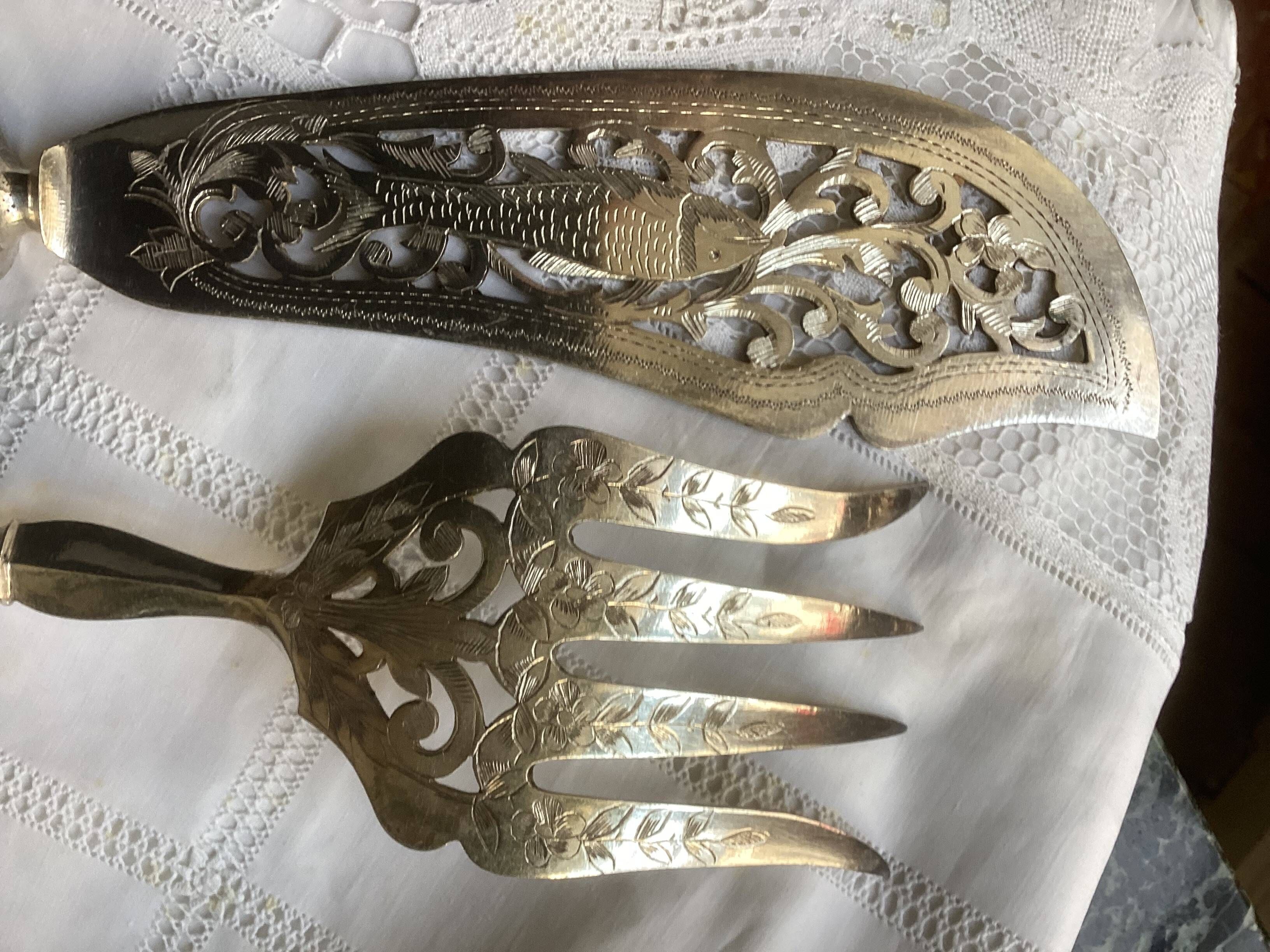 Silver fish cutlery 19th century