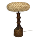 Large brutalist table lamp with rattan shade, Dutch ca 1960s ( 76 cm )