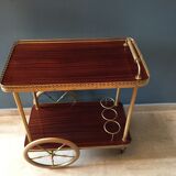 Serving wheels gold metal and wood vintage 1960