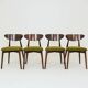 Set of 4 dining chairs in sauvage green bouclé Scandinavian design.