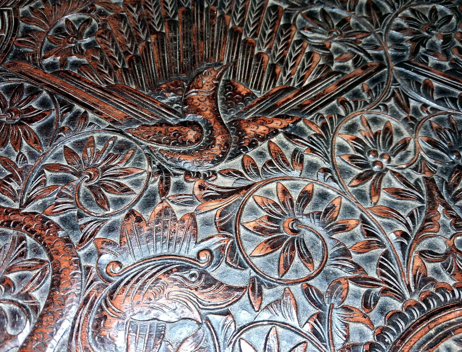 Ethnic carved wooden worker's furniture