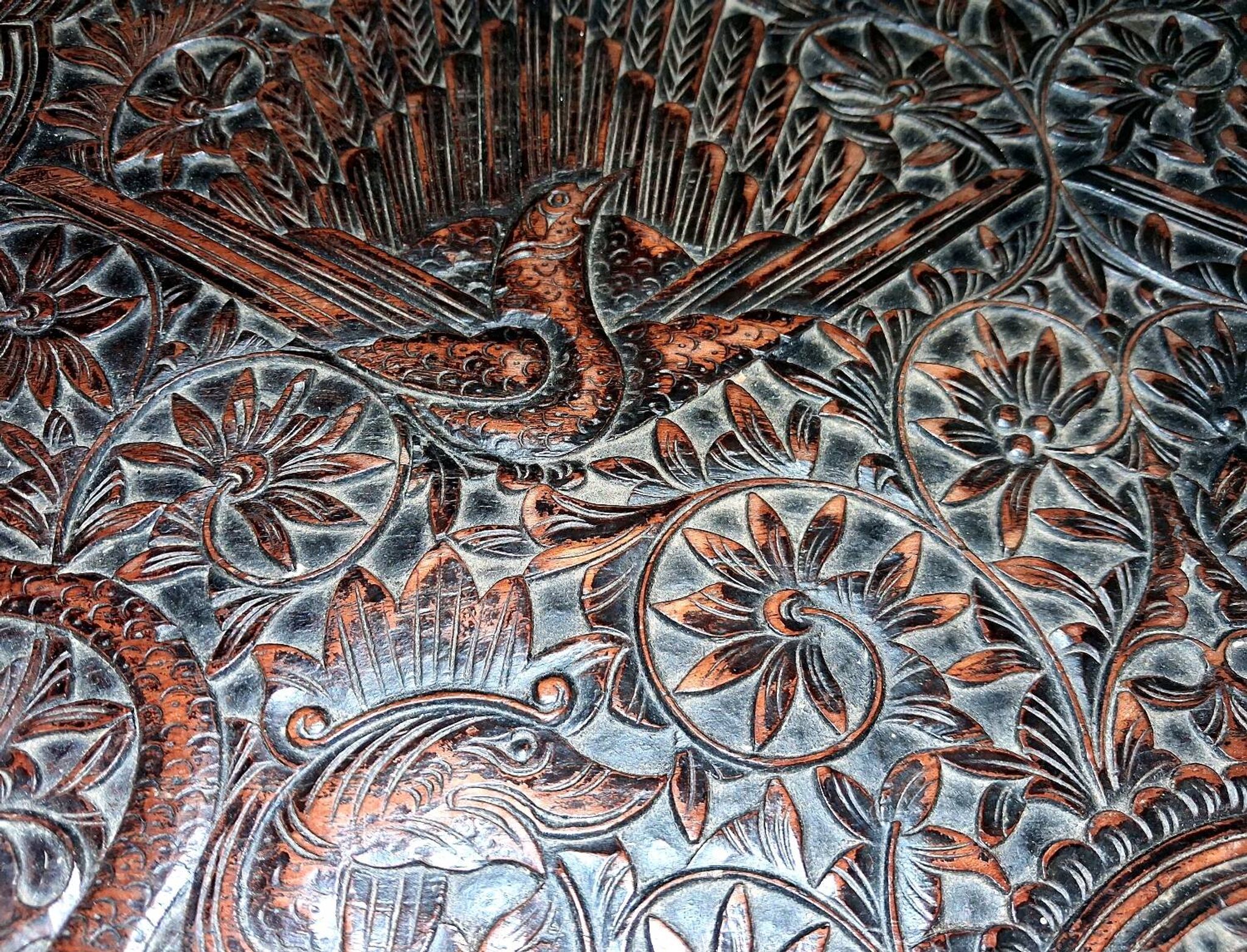 Ethnic carved wooden worker's furniture