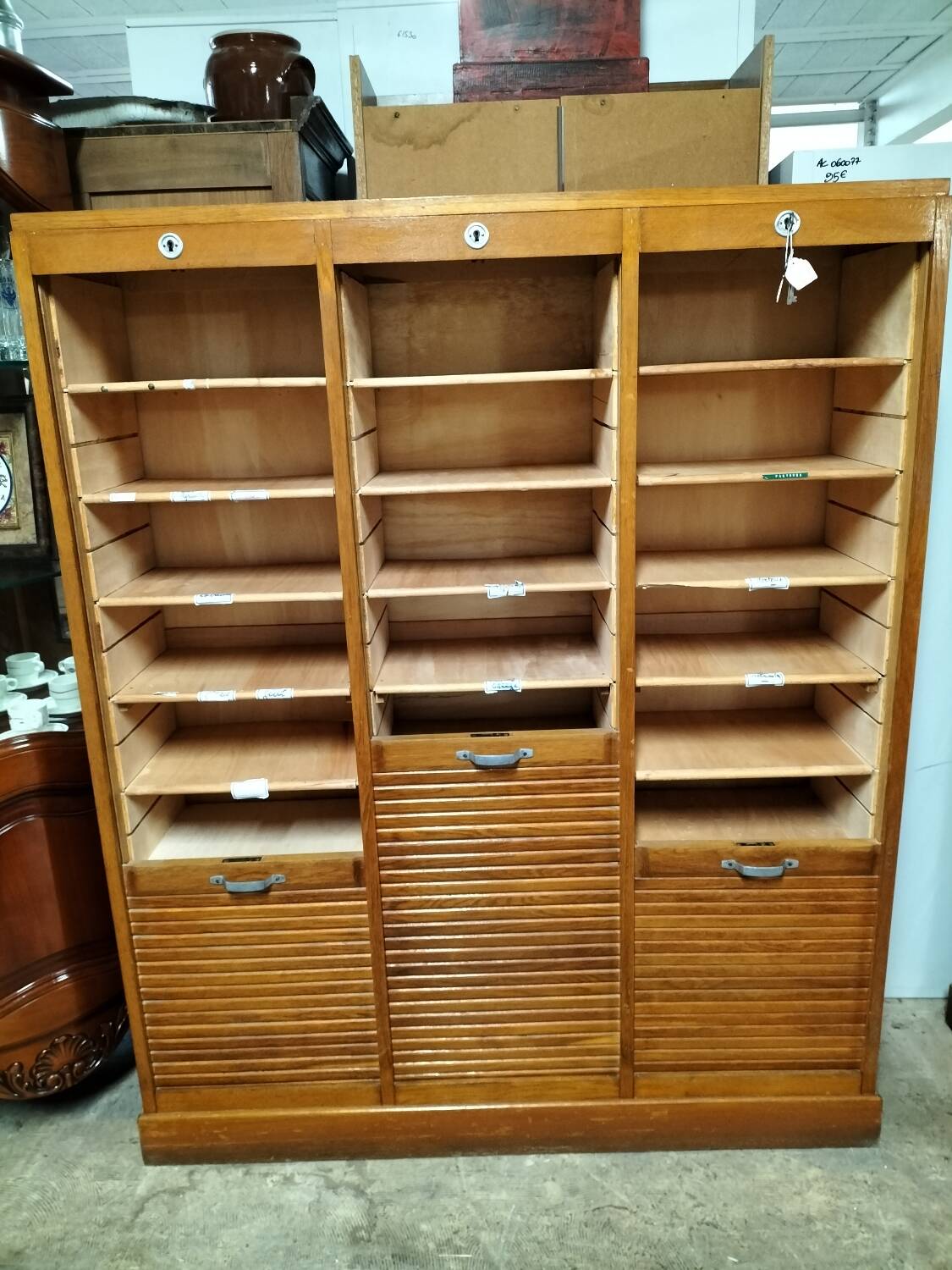 1950s curtained file cabinet
