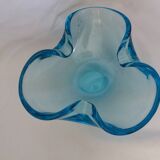 Murano turquoise blue glass trilobed empty pocket ashtray