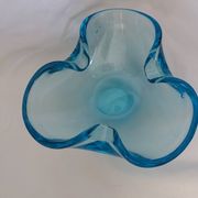 Murano turquoise blue glass trilobed empty pocket ashtray