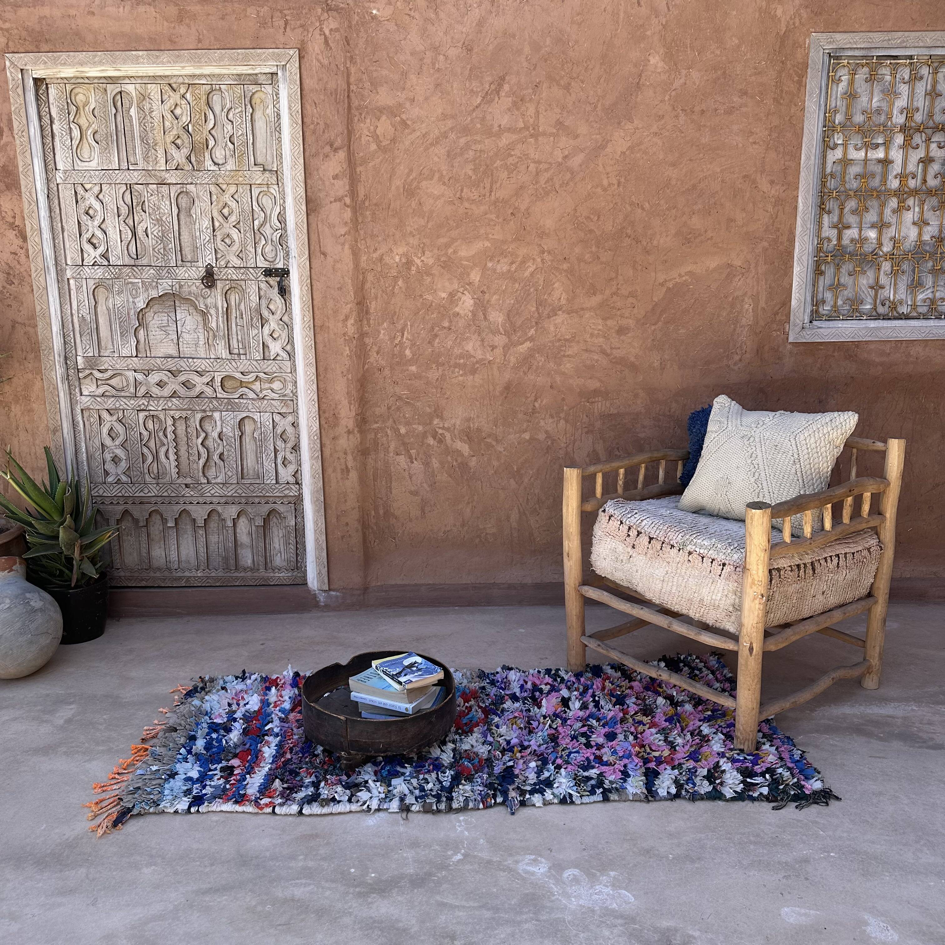 Tapis Berbère Boucherouite coloré - 76 x 176 cm