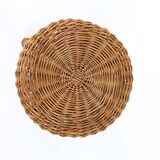 Vintage rattan stool, Czechoslovakia 1960s