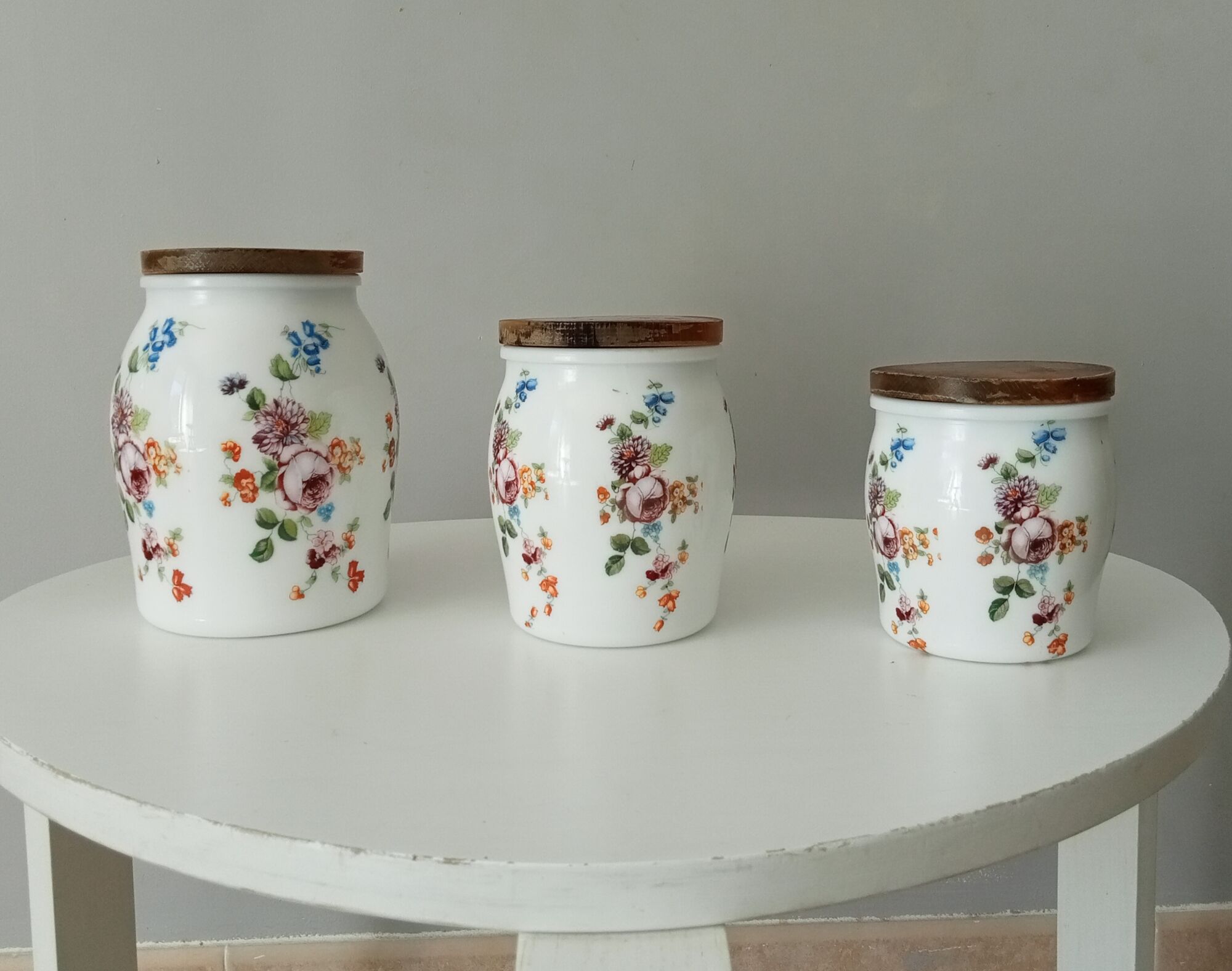Set of 3 old porcelain pots 30s/40s