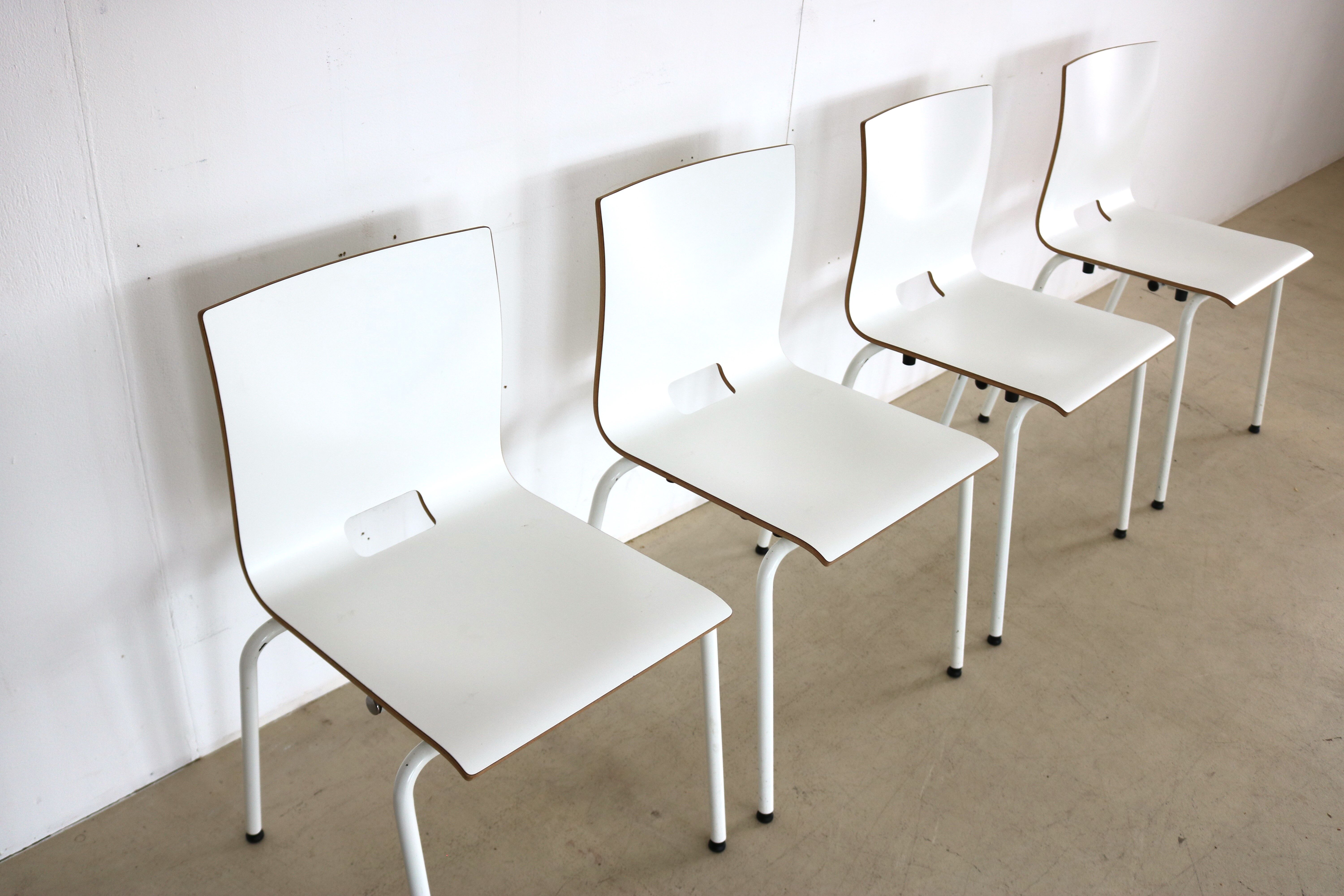 Set of 4 industrial stacking chairs