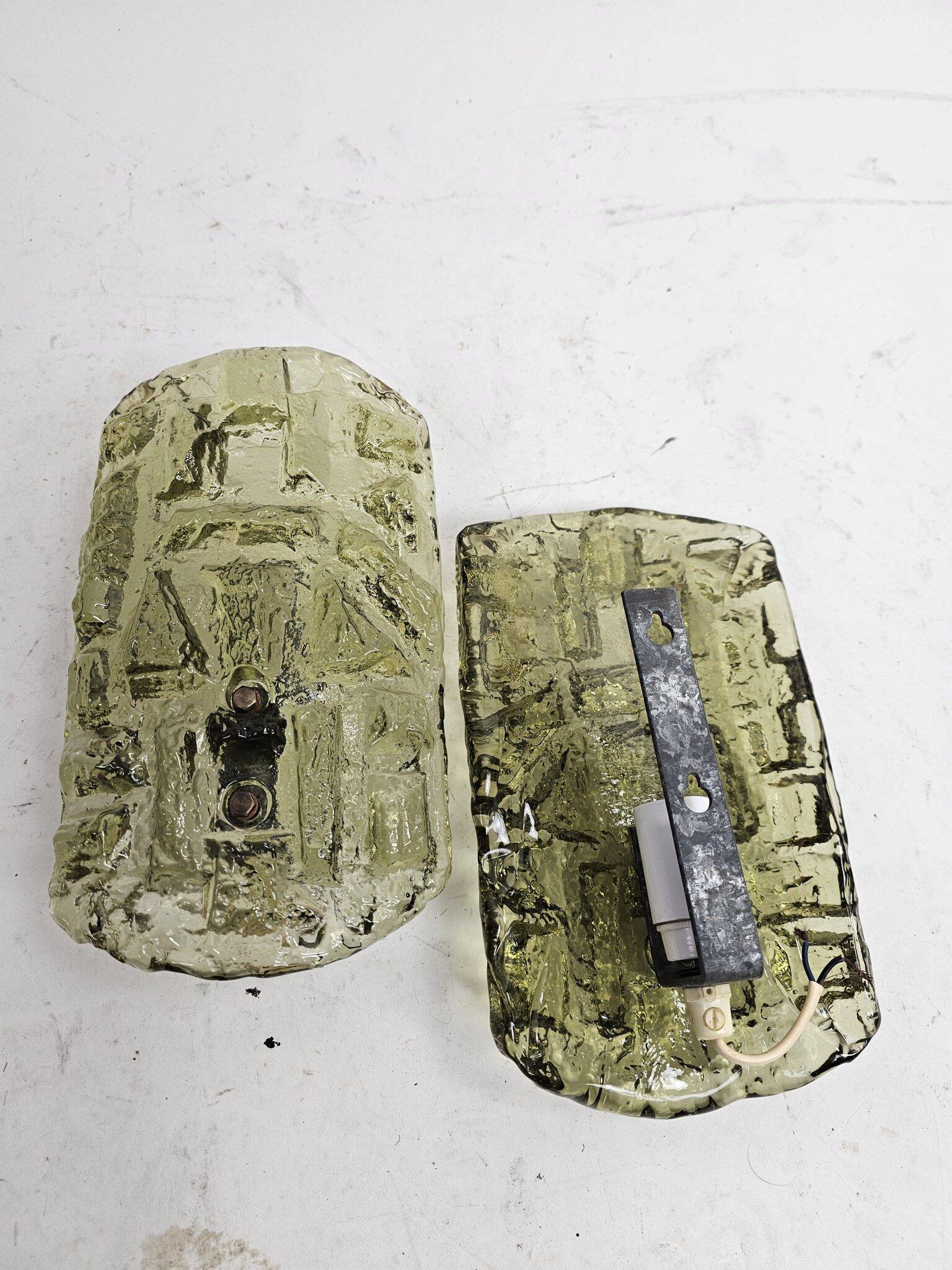 Ensemble de lampes murales en verre vert Holmegaard