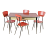Ensemble de salle à manger avec table et 4 chaises en formica rouge