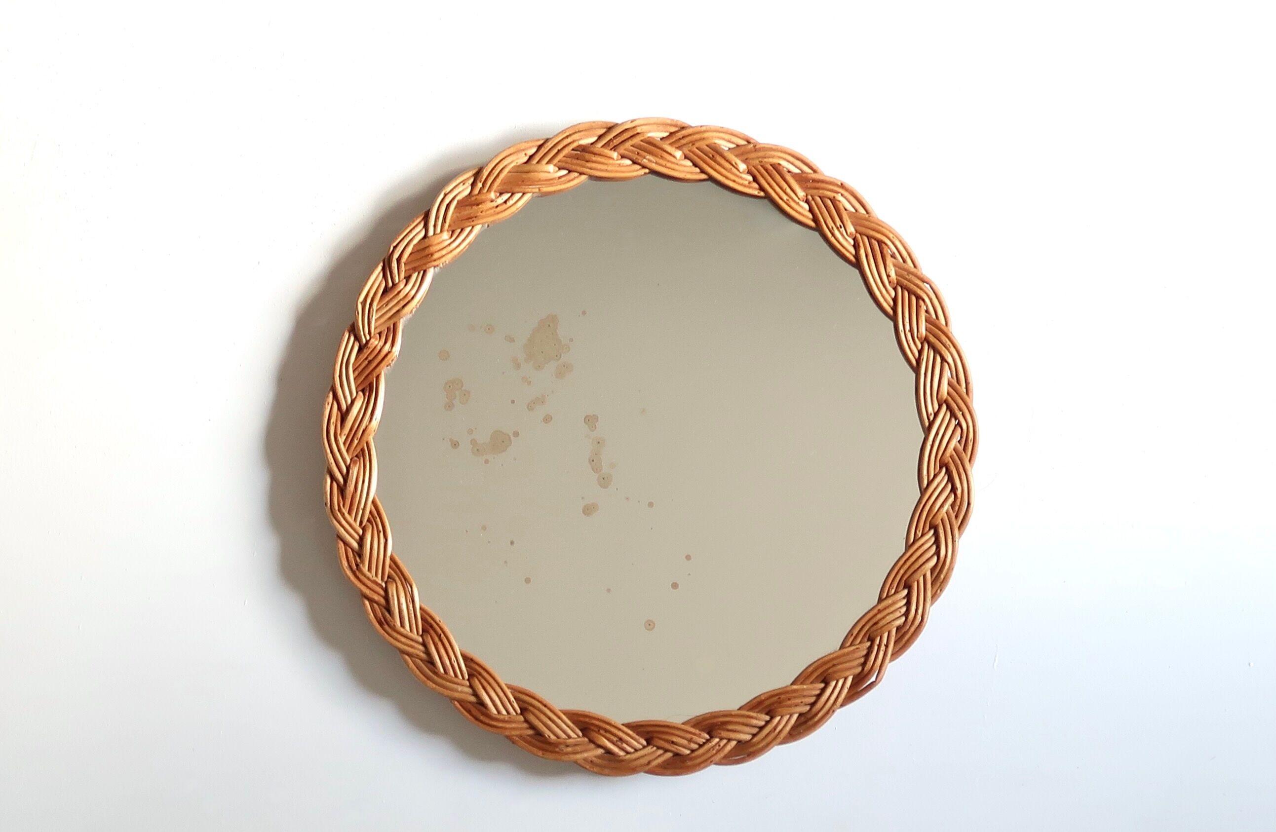 Round wicker mirror, 50s