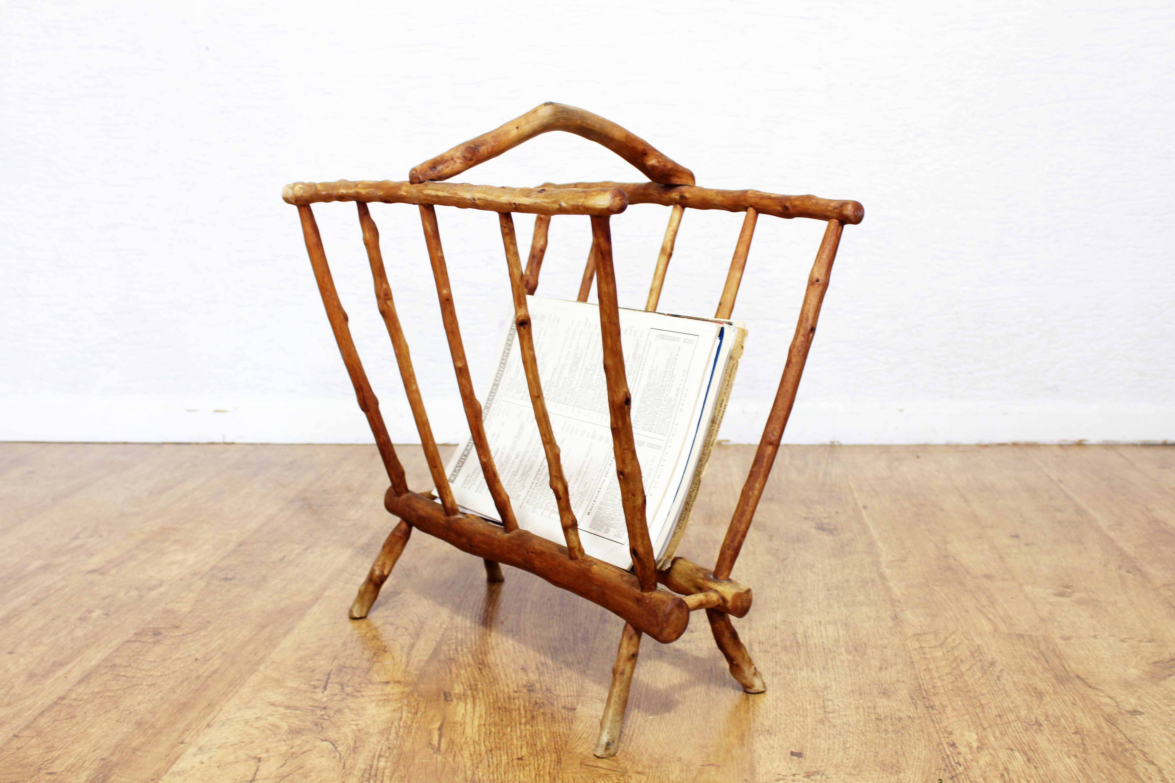 Brutalist wooden magazine rack 1950
