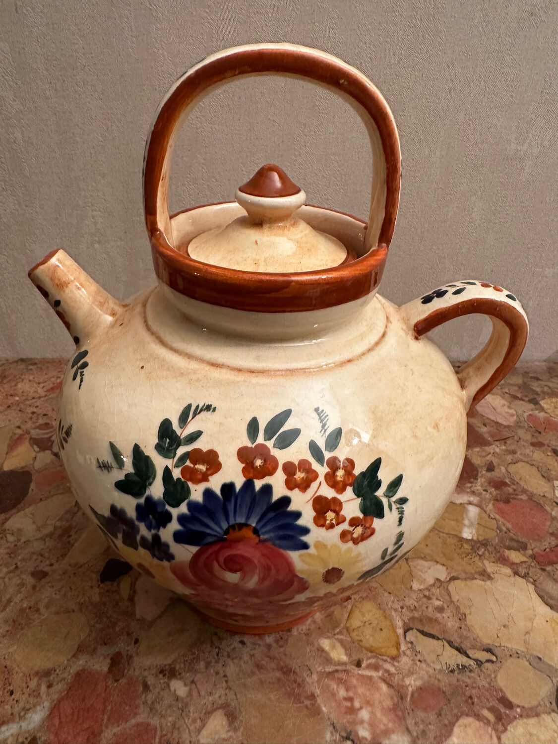 Gargoulette / Jug signed Longchamp - Hand-painted ceramic - Vintage
