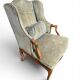 Fauteuil bergère d’époque Louis XV – chêne clair et velours