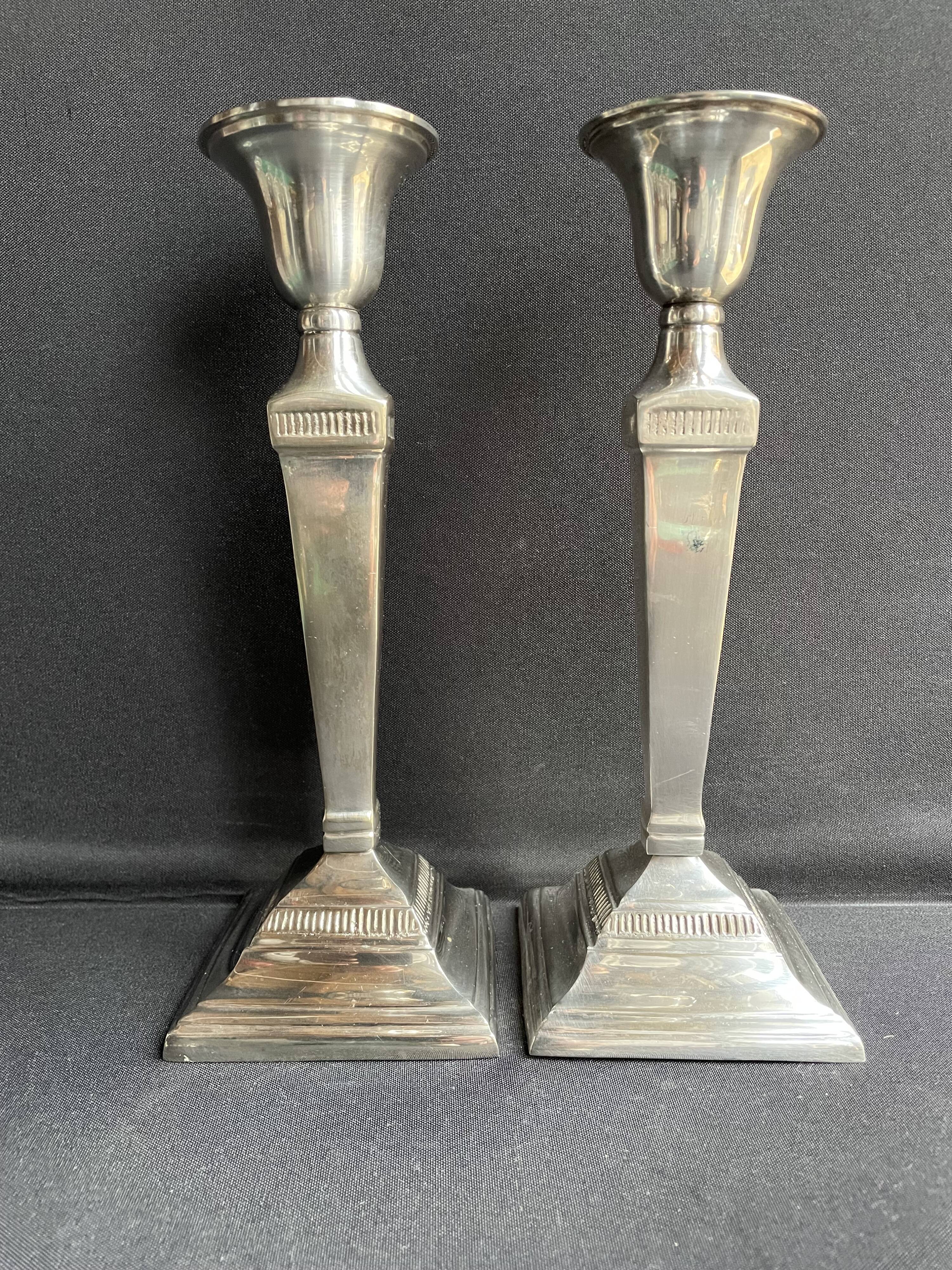 Candle holders (2) - Modern mid-century - Silver metal - Square base
