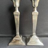 Candle holders (2) - Modern mid-century - Silver metal - Square base