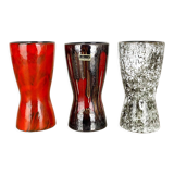 Set of three Vintage Pottery Fat Lava Vases Made by Scheurich, Germany, 1970s