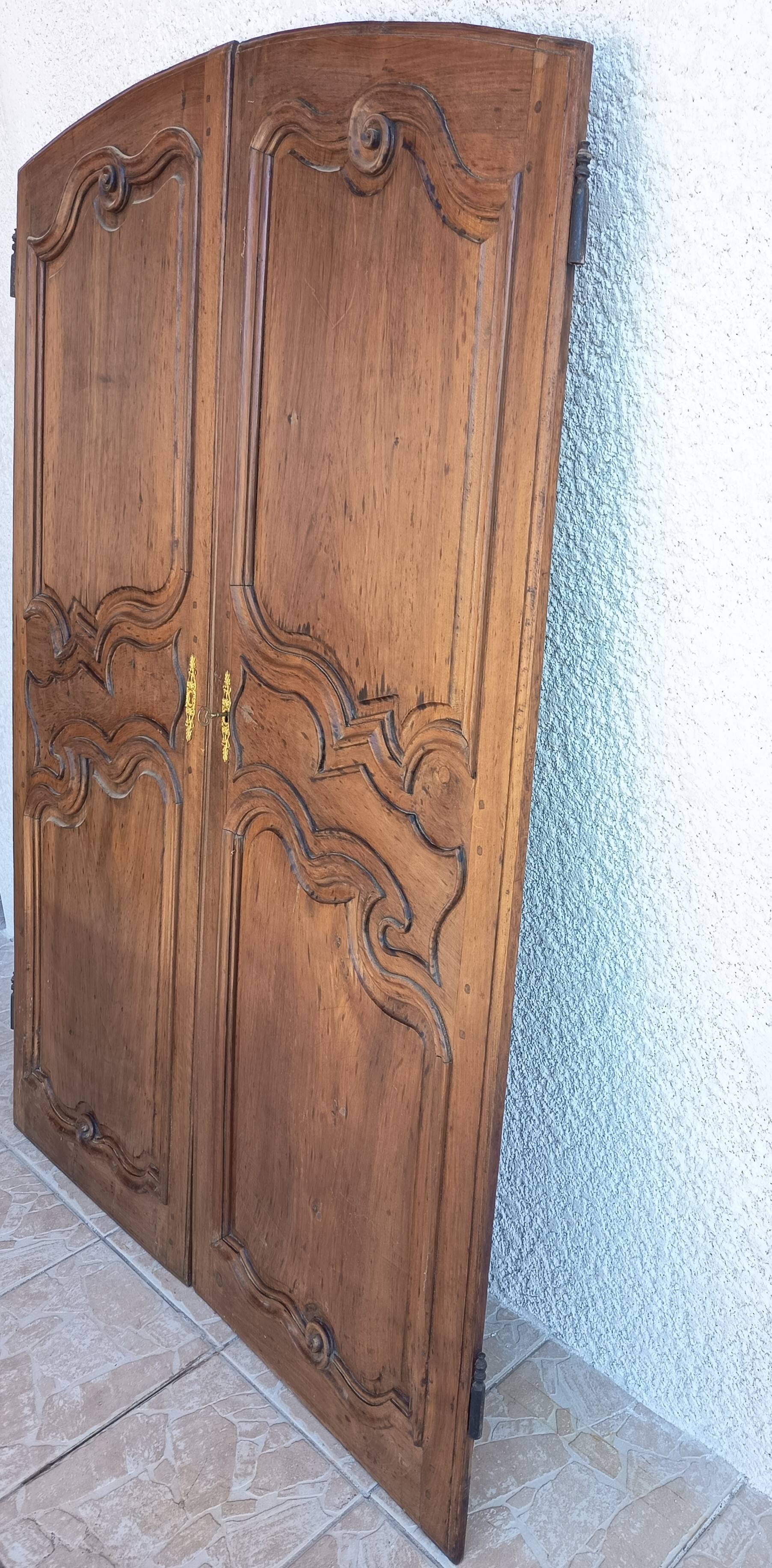 Louis XV walnut wardrobe doors