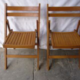 Chaises de jardin pliantes en bois verni