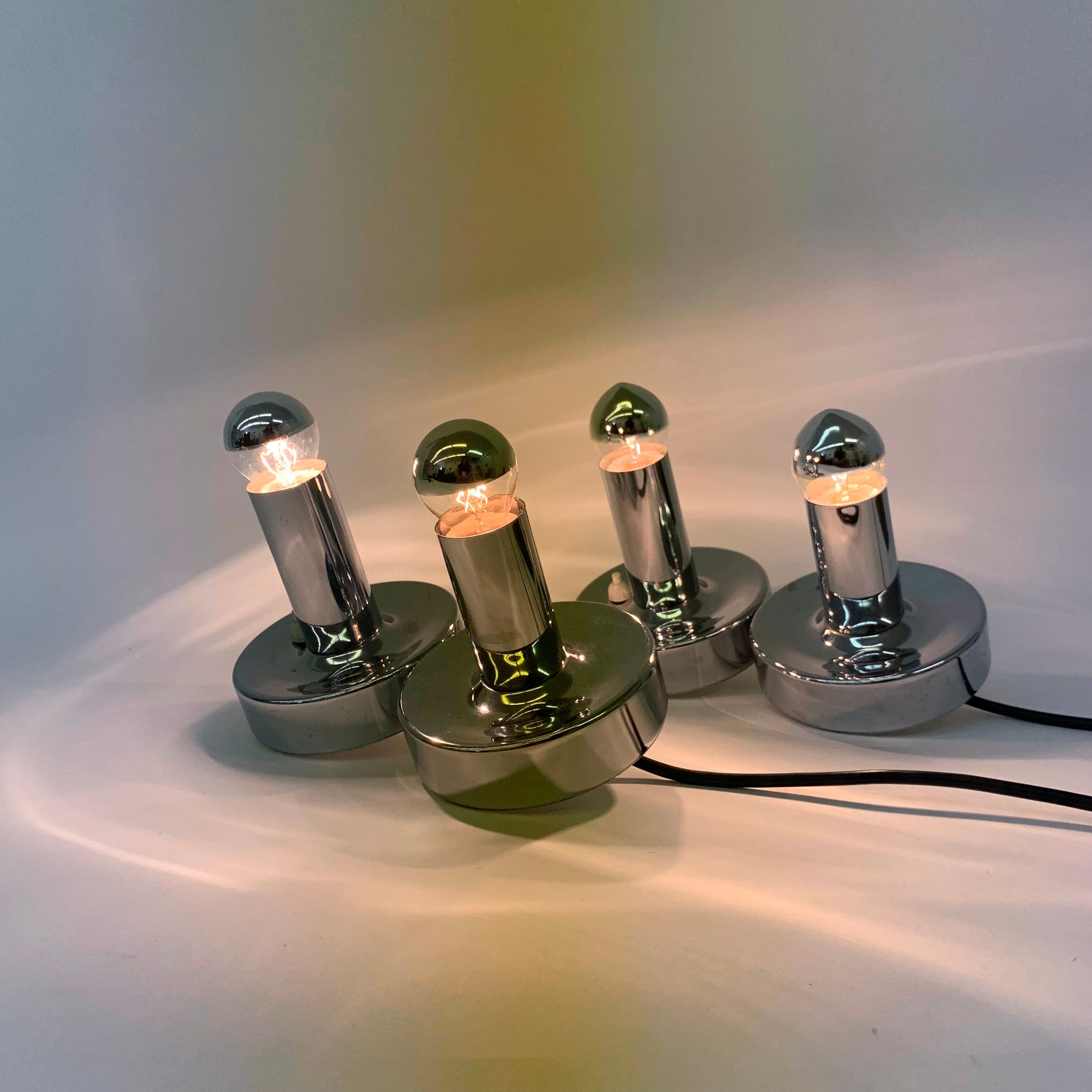 Set of 2 Space age chrome bedside lamps , 1970’s