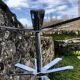 Coat rack on foot with chrome slats