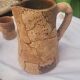Set of old Corsican cork and terracotta handcrafted pitcher and cup