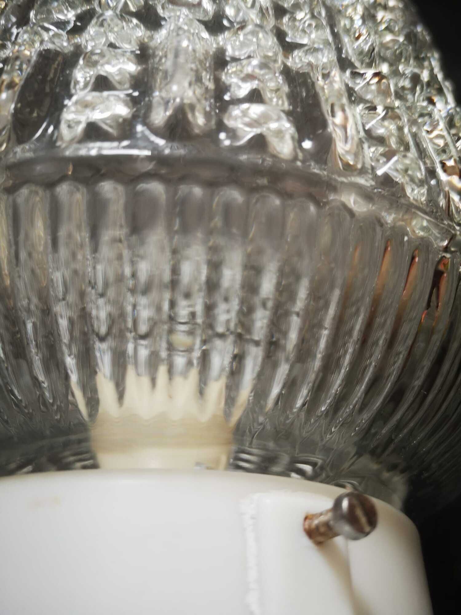 Old ceiling lamp lamp vintage white glass diamond tip ø 14 cm 100% 1970 vintage