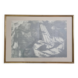 Original lithograph after Jean-Luc Poivret, "Flying Machine", 69 x 47 cm, framed, 1970s