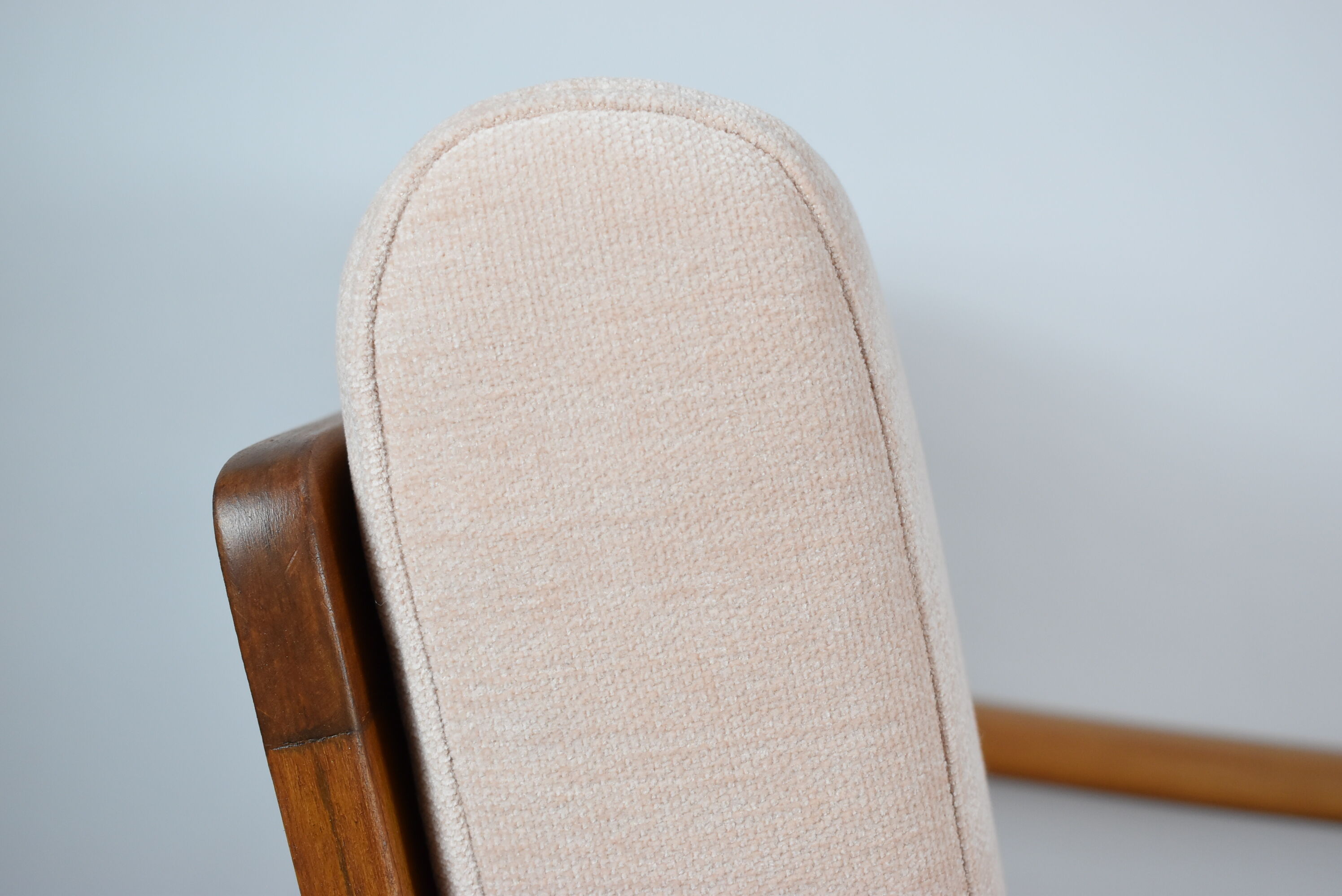 Scandinavian armchair Bączyk, polish icon, restored, powder pink, teak