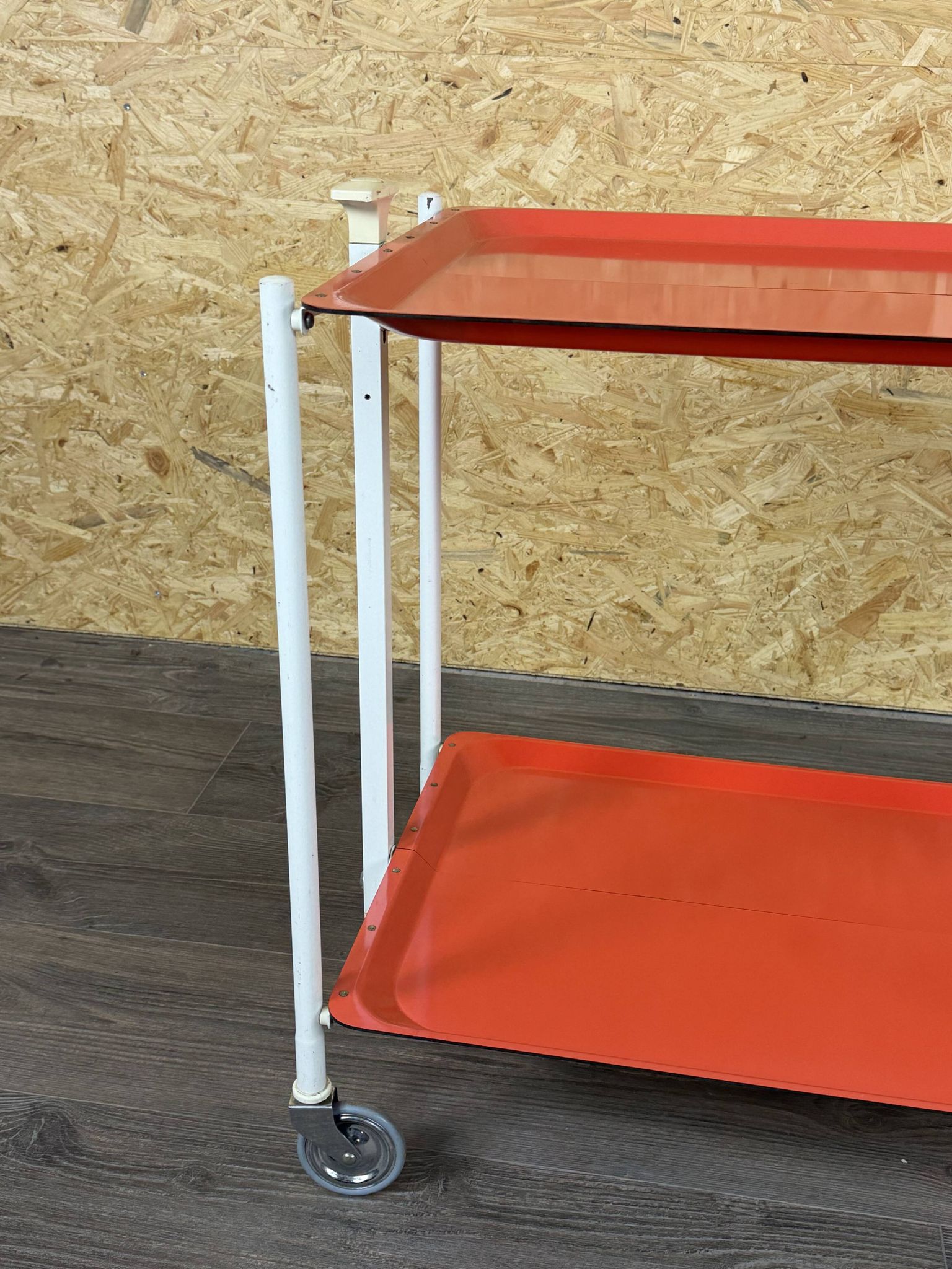 1960s 1970s Serving Cart Dinette Side Table Orange Space Age Design